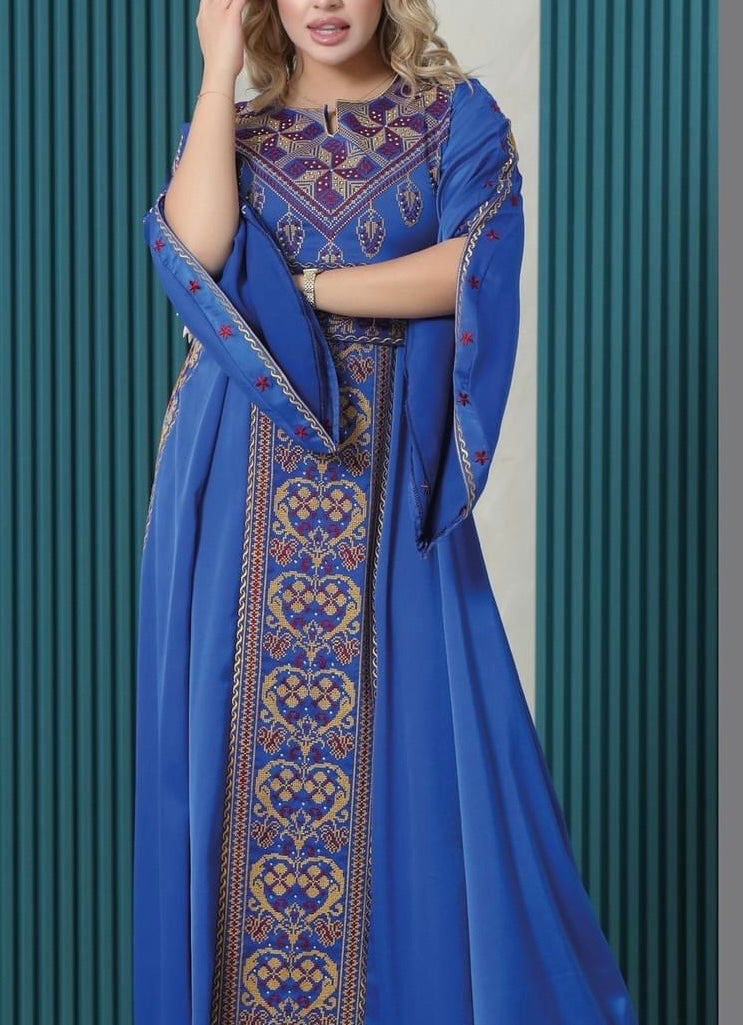 Gao Blue Satin Knot Dress