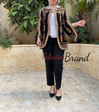 Elegant Palestinian Black And Gold Embroidered Jacket