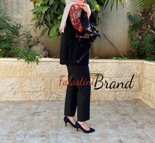 Elegant 2 Pieces Palestinian Black Embroidered Jacket
