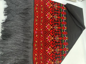 Black And Red Embroidered Shawl with Stylish Machine Embroidery
