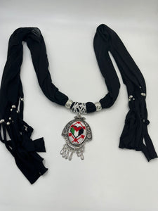 Scarf with Embroidered Palestine Flag Love Pendant