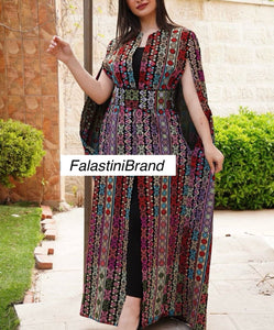 Stylish Colorful Embroidered Open Abaya/Bisht