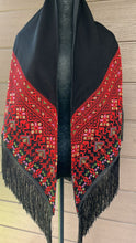 Black And Red Embroidered Shawl with Stylish Machine Embroidery