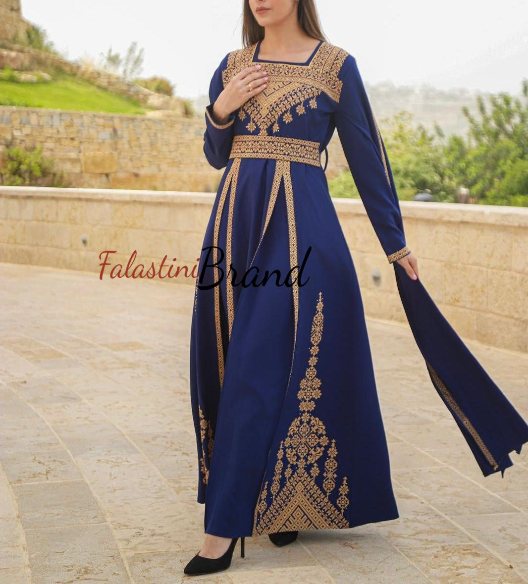 Dark Blue And Golden Royal Design Dress with Unique Embroidery Dark Blue And Golden Royal Design Dress with Unique Embroidery