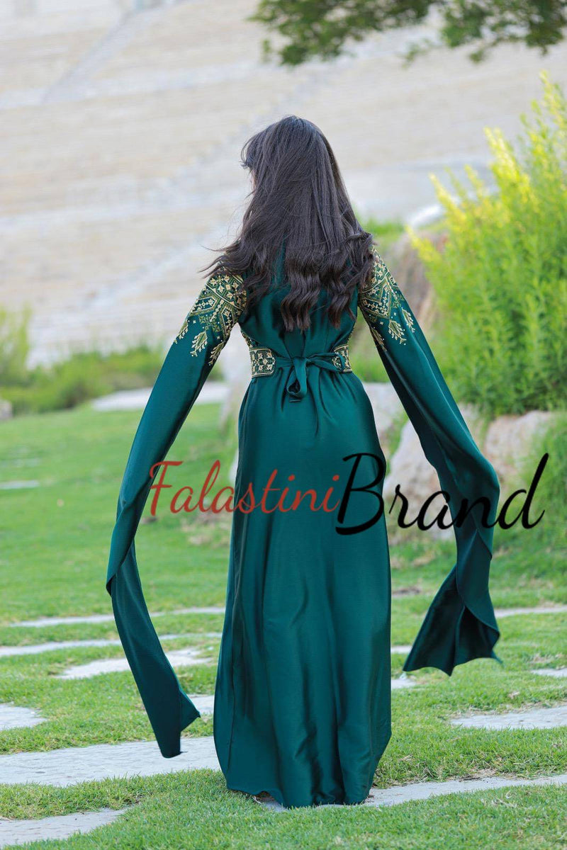 Cotton Satin Embroidered Dress
