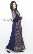 Navy Lite Queen Thobe Embroidered Palestinian Dress
