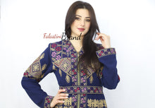 Navy Lite Queen Thobe Embroidered Palestinian Dress
