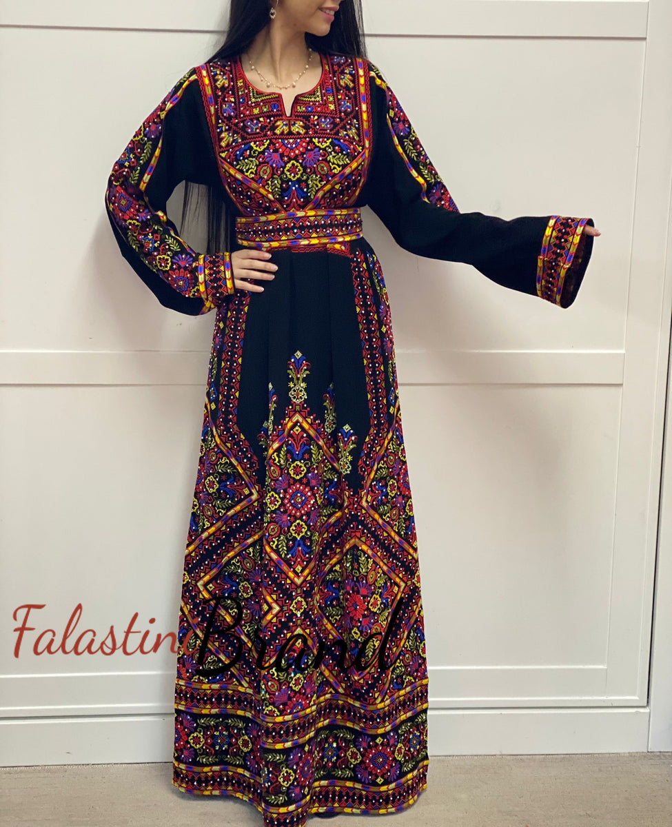 10 Branches Flowers Palestinian Embroidered Dress buy Thobe