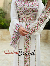White Wide Sleeve Lined Embroidered Dress with Wonderful Embroidery
