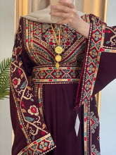 Magnificent Full of Details Burgundy Thob with Golden Embroidery