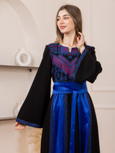 Yaqoot Elegant Stylish Black Thob with Blue Embroidery and Satin Details