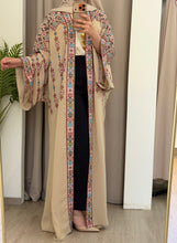 Yasmin Beige Embroidered Open Abaya/Bisht