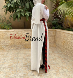 Lite White Georgette Embroidered Long Vest Abaya