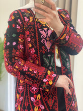 Palestinian Black And Red Embroidered Jacket with Unique Sa3at Tatreez Pattern