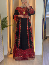 Black and Red Diamond Embroidered Thobe with Kashmir Details