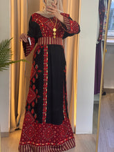 Black and Red Diamond Embroidered Thobe with Kashmir Details
