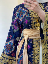 NAQSH Qasab Luxurious Navy Diamond Embroidered Abaya with Golden Thread Details