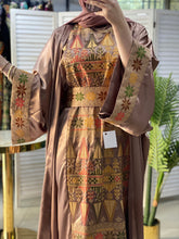 Royal Light Brown Embroidered Dress and Abaya Set
