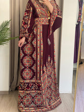 Magnificent Full of Details Burgundy Thob with Golden Embroidery