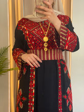 Black and Red Diamond Embroidered Thobe with Kashmir Details