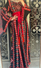 Sparkling Unique Design Floral Black Thob with Red Embroidery