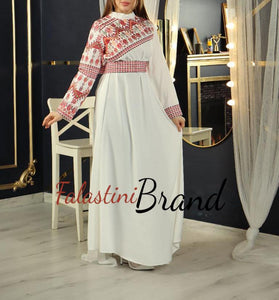 Stylish White Shoulder Details Embroidered Dress
