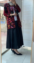 Palestinian Black And Red Embroidered Jacket with Unique Sa3at Tatreez Pattern
