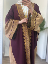 Sulaf Elegant Burgundy Bisht with Golden Palestinian Embroidery and Satin Details