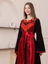 Yaqoot Elegant Stylish Black Thob with Red Embroidery and Satin Details