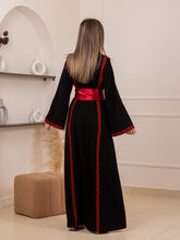 Yaqoot Elegant Stylish Black Thob with Red Embroidery and Satin Details