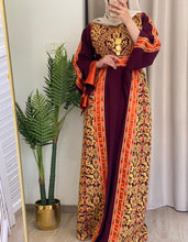 Rahaf Most Elegant Burgundy and Golden Embroidered Thob with Orange Satin and Manajil Details