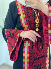 Asala Black Palestinian Embroidered Thob with Beads and Manajil Details
