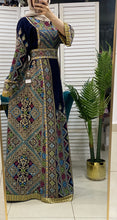 Full of Details Navy Palestinian Embroidered Thobe Dress with Kashmir Details