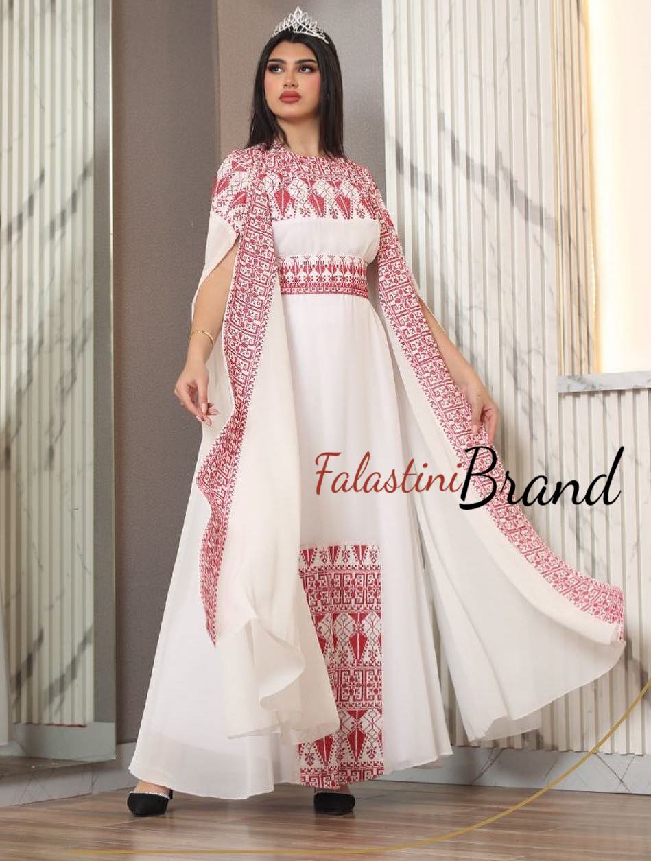 red and white embroidered maxi dress Stella Red Embroidered Midi Dress