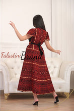 Gorgeous Black Long Dress Short Sleeve Red Embroidered Back
