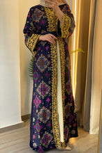 NAQSH Qasab Luxurious Navy Diamond Embroidered Abaya with Golden Thread Details
