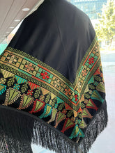 Black embroidered shawl with stylish machine embroidery