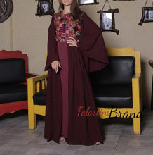 Burgundy Floral Embroidered 2 Pieces Dress
