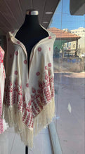 Off White embroidered Etamine shawl with stylish machine embroidery