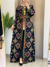 NAQSH Black and Colorful Georgette Diamond Embroidered Open Abaya Kaftan