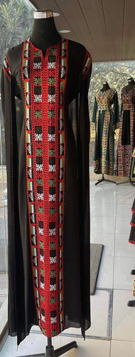 Palestinian Flag Lite Georgette Embroidered Long Dress Superman Style