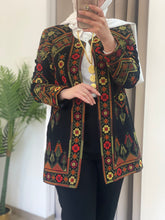 Palestinian Black And Green Colorful Floral Embroidered Jacket