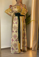 NAQSH Qasab Luxurious Beige Diamond Embroidered Abaya with Golden Thread Details