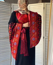 Very Unique Radan Sleeves Black and Red Thobe with Dense Embroidery and Satin Details