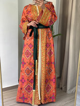 NAQSH Qasab Luxurious Orange Diamond Embroidered Abaya with Golden Thread Details