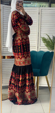 Mermaid Black and Multicolored Palestinian Embroidered Dress with Rhinestones
