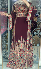 Magnificent Full of Details Burgundy Thob with Golden Embroidery