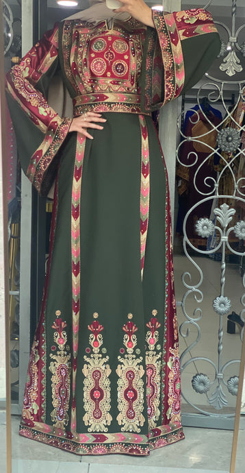 Green and Burgundy Royal Design Malak Thob