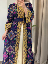 NAQSH Qasab Luxurious Navy Diamond Embroidered Abaya with Golden Thread Details
