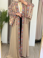 Yasmin Beige Embroidered Open Abaya/Bisht